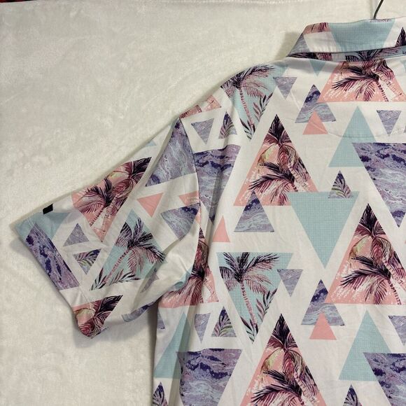 Bad Birdie Polo Shirt Men's Large Triangle Geometric Palm Tree Performance Golf - Picture 11 of 16